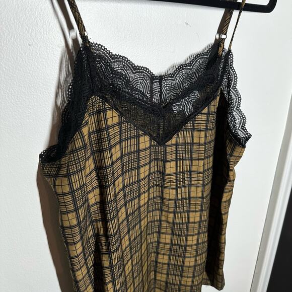 NEW Evereve Allison Joy Ryan Plaid Lace Cami Top Size Small Check Fall Slip - Picture 3 of 10